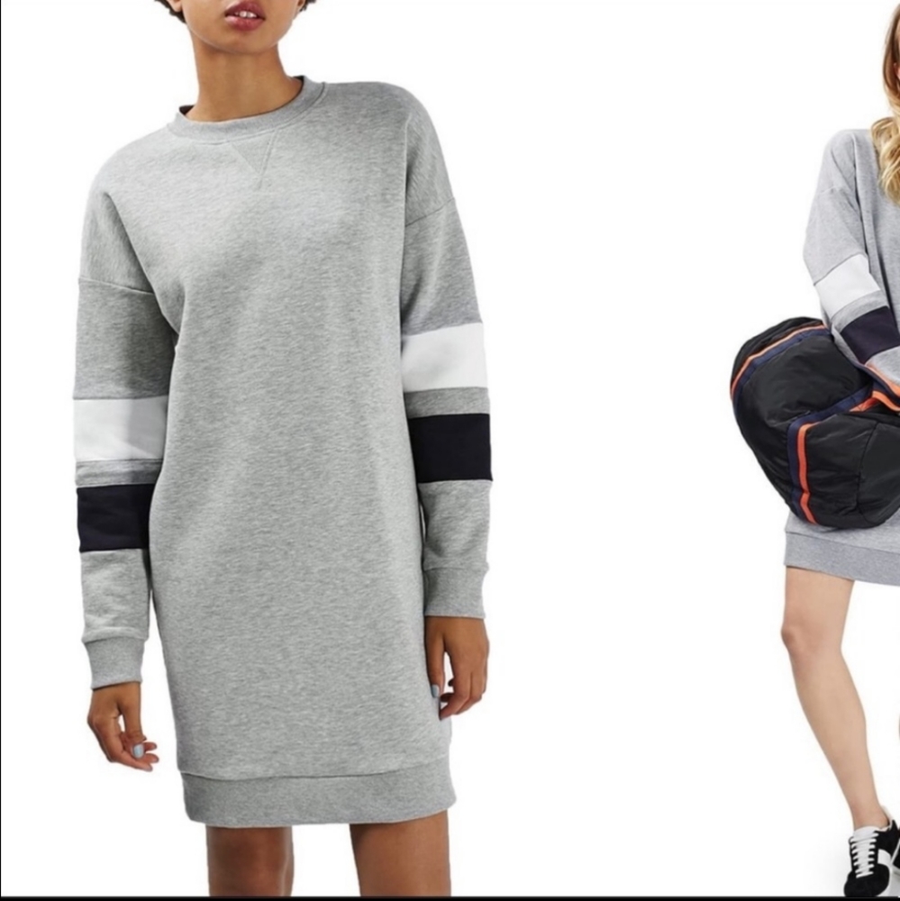 Topshop grey long sleeve sweatshirt dress, size 6